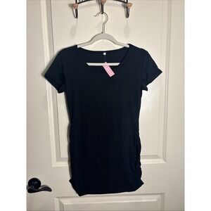 NWT Liu & Qu Women's Maternity Bodycon Ruched Side Dress Casual Black Size Small